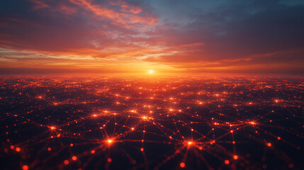 Fototapeta premium A symbolic representation of global connection, celebrating the digital world of today and tomorrow, with blurred lines and empty space for captions, reflecting the future of technology and communicat