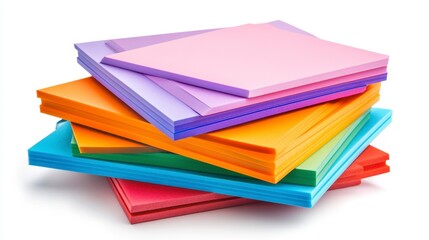Vibrant Collection of Colorful Craft Papers Stacked Neatly Together