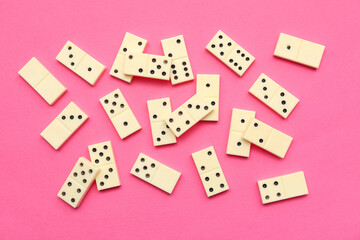 White dominos blocks on pink background