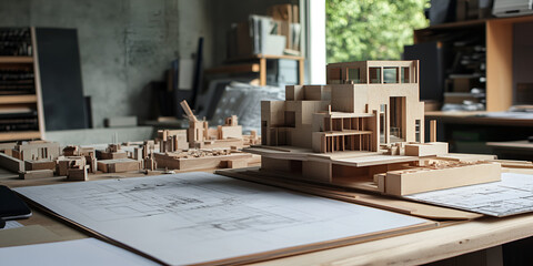 Firm with Drafting Tables and Architectural Plans Creative Workspace