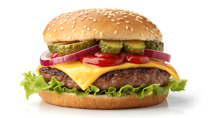 Beef Burger Isolated On White Background
