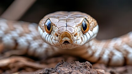 Obraz premium A close up of a snake's head on the ground