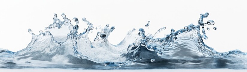 Water splash wave cresting, white background, studio shot, purity