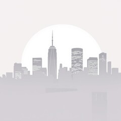 Vibrant sunset silhouette of musician standing on city rooftop surrounded by stunning skyline warm colors evoke sense of creativity and inspiration silhouetted skyline cityscape architecture illustrat