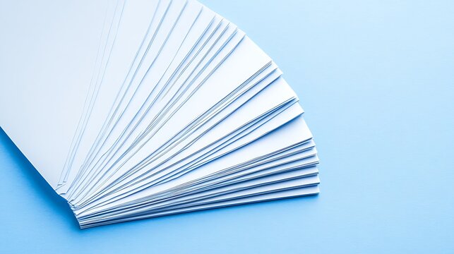 Stacked paper, blue background, office