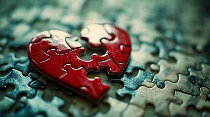 Missing piece of heart-shaped puzzle signifies emotional separation and longing for connection