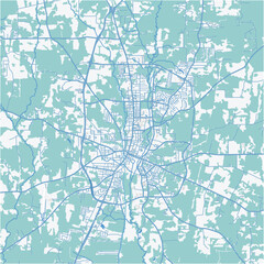 Map of Nacogdoches in Texas in a professional blue style. Contains layered vector with roads water, parks, etc.