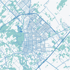 Map of Victory in Texas in a professional blue style. Contains layered vector with roads water, parks, etc.