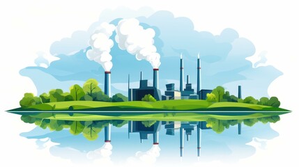 Obraz premium A vivid vector image depicting a factory line, highlighting the essence of Industry . in an abstract manner.