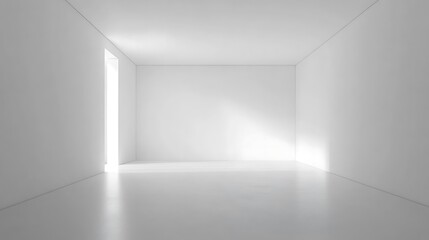 Fototapeta premium Sunlit empty white room, minimalist design