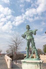 Fototapeta premium Statue of Old Hussar by Gyula Walder and Zsigmond Kisfaludi Strobl, Hungary, Budapest.tif