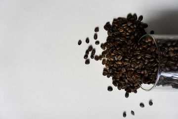 coffee grains and a glass jar