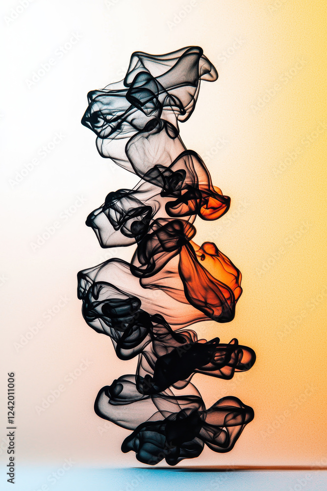 Poster captivating dance of abstract smoke with vibrant orange hues creating dynamic patterns