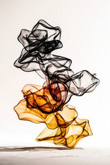 Dynamic Abstract Art Installation with Layered Flowing Forms in Vibrant Colors Capturing Fluid Motion and Design