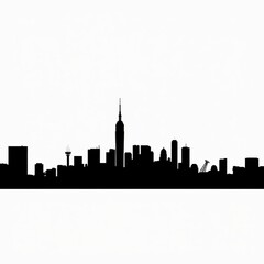 Fototapeta premium Continuous cityscape silhouettes modern skyscrapers monochrome gray tones side view soft ambient light silhouetted skyline cityscape architecture illustration building city vector