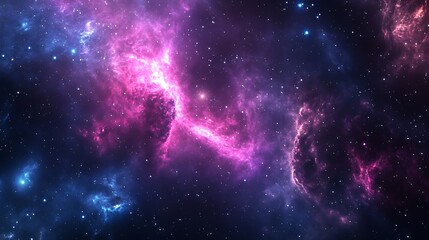 A vibrant depiction of a cosmic nebula in deep space, showcasing swirling gases and stars.