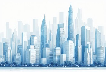 City Skyline with Skyscrapers and Urban Architecture