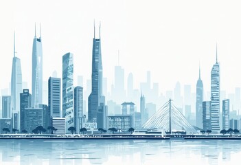 Naklejka premium City Skyline with Skyscrapers