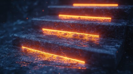 Glowing stone stairs, fantasy, dark background, concept art