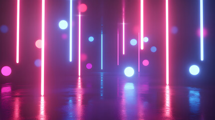 Colorful lighting installation creates vibrant atmosphere at a contemporary LED art exhibition