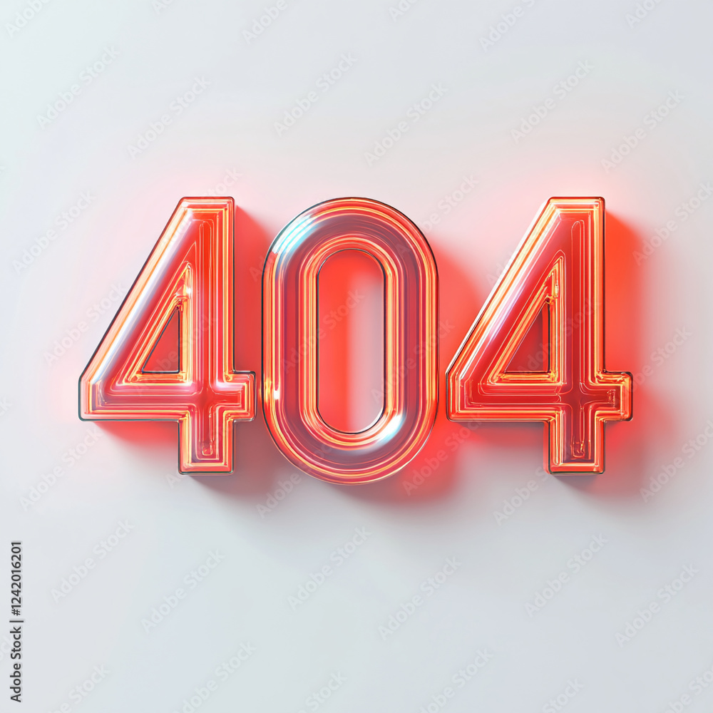 Aufkleber Glowing 404 error code displayed on a light background, symbolizing a website page not found error commonly seen in web browsing.