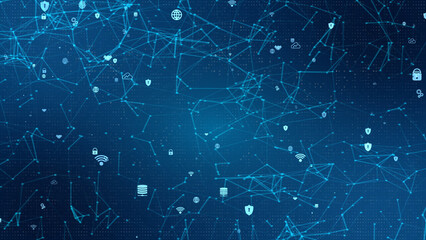 Abstract Technology Network Background with security icon background