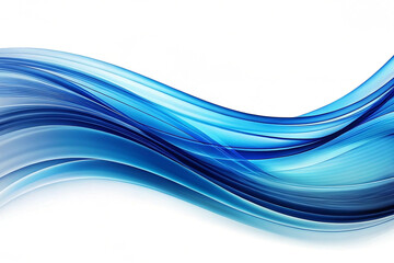 Abstract blue waves flowing on white background, website header
