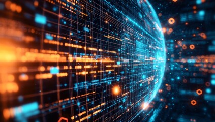 Fototapeta premium Facial recognition and access control illustrated through a modern high-tech eye concept