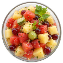 Delicious summer fruit salad with on transparent background