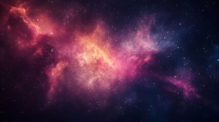 A vibrant cosmic nebula with swirling colors and stars in a deep space background.