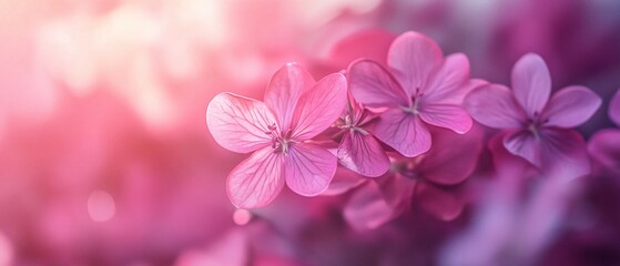 Fototapeta premium Delicate Pink Flowers Blossom Softly in Sunlight