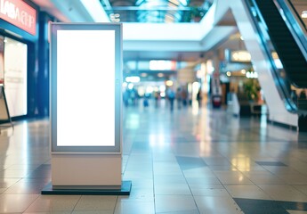 Mock up, empty digital billboard in shopping mall	