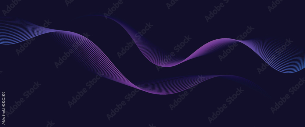 Aufkleber abstract glowing wave lines on dark blue background. dynamic wave pattern. modern flowing wavy lines