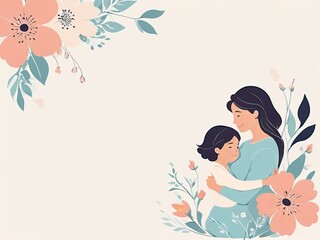 Loving mother hugging her daughter, warm family moment, perfect for Mother's Day