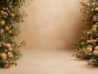 Fototapeta premium Floral Arrangement with Beige Wall and Floor
