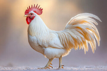 Elegant White Rooster Portrait 
