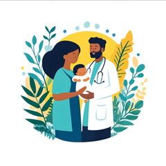 Un logo avec larchipel des Comores et des medecins soignants des bebes cest pour une photo de conversation whatsapp