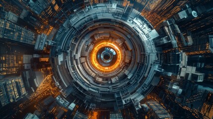 Fototapeta premium A highly detailed realistic cyberpunk illustration of a crystal android, encapsulated in a biomechanical nightmare scenario, and set against a metallic abstract background.