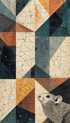 Mouse . Illustration with oil paint. Pattern for printing on wall decorations, covers, wallpapers