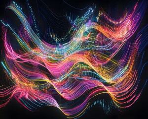 Fototapeta premium Abstract Multicolored Luminous Line Wave Pattern