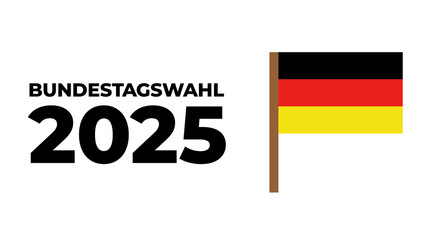 Bundestagswahl 2025, German Federal Election. Ballot box with German flag and election paper. Representation of democracy, political decision-making, and governance, isolated on white background. BTW