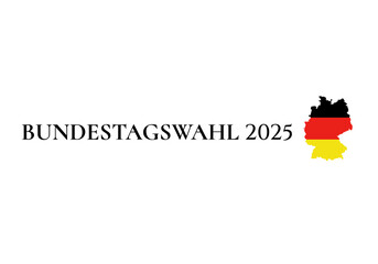 Fototapeta premium Bundestagswahl 2025, German Federal Election. Ballot box with German flag and election paper. Representation of democracy, political decision-making, and governance, isolated on white background. BTW