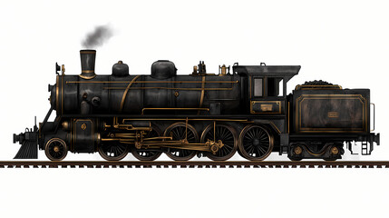 Steam locomotive isolated on transparent background. Steam & Diesel Punk. Illustration