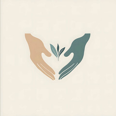 Minimalist logo design with two stylized hands reaching out towards each other fingertips almost touching symbolizing trust support and care Smooth gentle lines