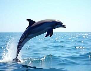 Fototapeta premium Dolphin Leaping Ocean Wave Wildlife Photography