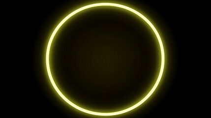 Obraz premium Yellow neon circle, dark background