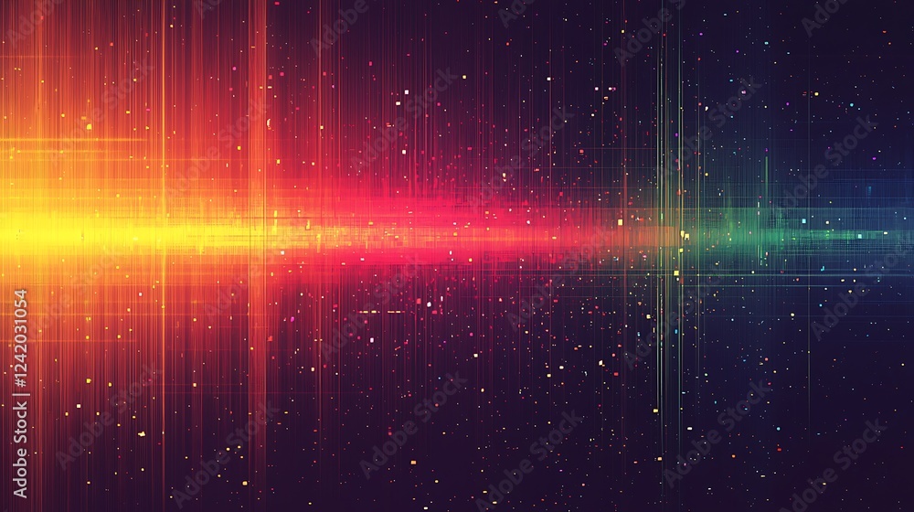 Poster a 4k digital grainy gradient with colorful noise, creating a blend of vintage and lo-fi glitch textu