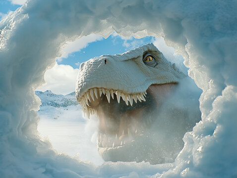 Tyrannosaure dans une grotte de glace