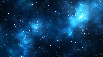 Naklejka premium A stunning depiction of a starry night sky filled with vibrant blue cosmic elements.