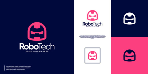 modern robot head, digital education, technology innovation, graphic design inspiration.